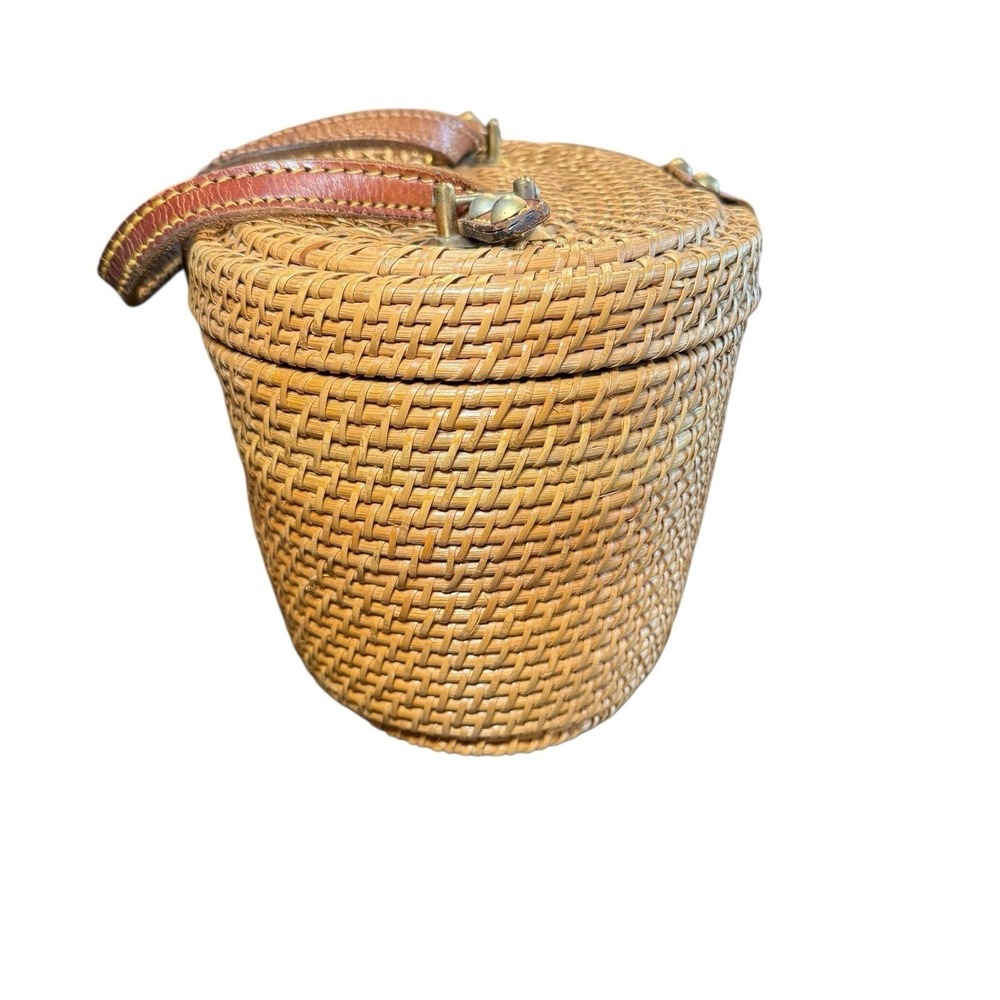 Vintage 1960's Etienne Aigner Wicker Rattan Basket Satchel Creel Purse Hand Bag - Picture 8 of 13